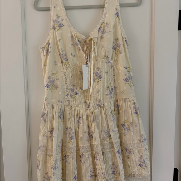 LoveShackFancy Dresses & Skirts - LoveShackFancy Light Yellow and Lavender Floral Dress